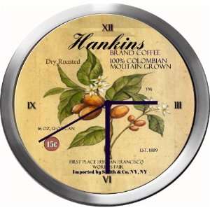  HANKINS 14 Inch Coffee Metal Clock Quartz Movement 