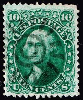 US stamp#68 10c Green Washington 1861 62 used stamp FANCY cancel 