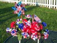 Patriotic Grave Flowers Tombstone Saddle Cemetery Pinwheel American 