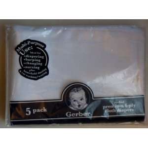  Gerber Prefold Premium 6 Ply Cloth Diapers, 5 Pack Baby
