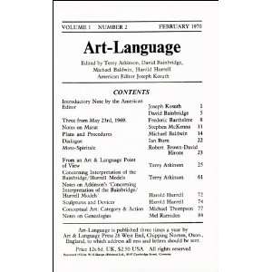   February 1970) Terry Atkinson, David Bainbridge Art & Language Books