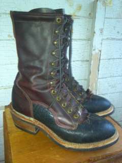 Tony Lama tall western lace up boots mens sz 7 womens sz 9 leather 