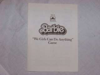 BARBIE GIRLS CAN DO ANYTHING BOARD GAME INSTRUCTIONS  
