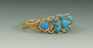 AMERICAN VICTORIAN 14K YELLOW GOLD TURQUOISE RING  