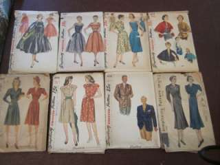 LOT OF 19 VINTAGE 1930S 1940S 1950s SIMPLICITY SEWING PATTERNS 30s 