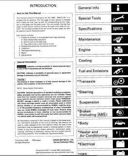 Honda Civic Repair Shop Service Manual 1996 97 98 99 00  