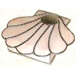   Champagne Pink Shell Stained Glass Box   6 x 7 1/2 