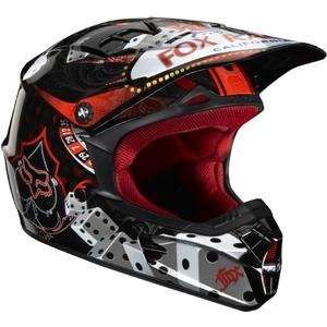    Fox Racing V1 Double Down Helmet   Small/Black/Red: Automotive