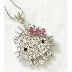   Dazzling Bling Crowned Hello Kitty Princess Crystal Pendant & Necklace