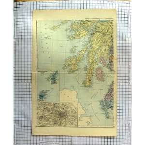   : ANTIQUE MAP c1900 SCOTLAND SHETLAND ORKNEY GLASGOW: Home & Kitchen