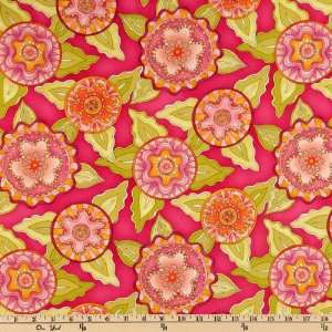  44 Wide Whimsyland Large Flowers Hot Pink Fabric By The 