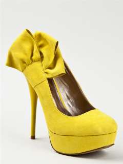 NEW QUPID Women Bow Stiletto High Heel Heel Platform Pump sz Yellow 