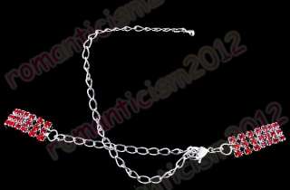 Free Red flower choker necklace earring set rhinestone  