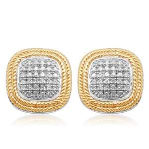 18k Gold Overlay Sterling Silver Diamond Stud Post Earrings (1/4 cttw 