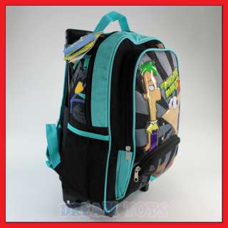16 Disney Phineas and Ferb Roller Backpack Rolling Bag  