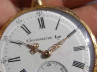 RRR! Antique hand engraved 18k gold case Lip Chronometer pocket watch 
