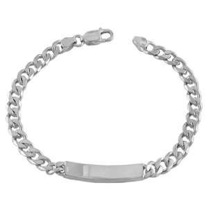   925 Sterling Silver 8 Inch Engravable Curb Mens Id Bracelet: Jewelry