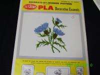Vintage PLA Paint By Numbers Craft Blue Floral Pattern  