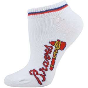 Atlanta Braves White Ladies 9 11 Two Stripe Ankle Socks:  
