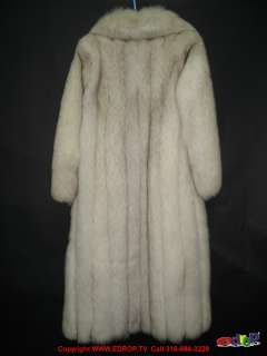 Stunning Full Length Silver Fox Fur Coat Size Medium  