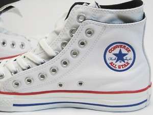 New CONVERSE Chuck Taylor All Star White Leather Hi Sneakers Shoes US 