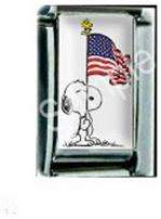 Peanuts Snoopy w/Flag Italian Photo Charm  