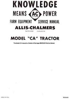Allis Chalmers Model CA Tractor SERVICE Manual  