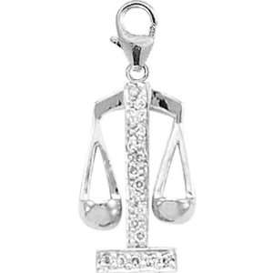  14K White Gold Diamond Hall of Justice Charm: Jewelry