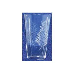  Individually Hand Etched Fern Tumbler Glass 7H Set / 4 