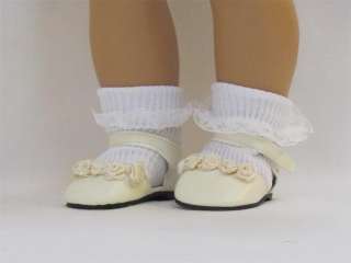 Doll Clothes Shoes w/Roses Ivory Fits American Girl & 18 Dolls  