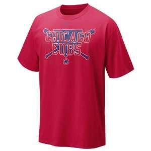  Nike Chicago Cubs Red Clean Up Graphic T shirt: Sports 