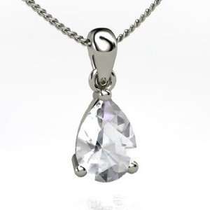  Rain Pendant, Pear Rock Crystal Sterling Silver Necklace Jewelry