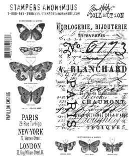 Tim Holtz Cling Rubber Stamp CMS106   PAPILLON BUTTERFLY  