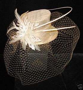 NEW! Sinamay Mini Top 7 Hat, Gold Metallic Bridal Fascinator!  