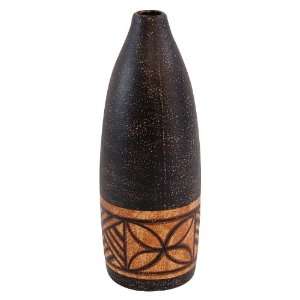  EXP Handcrafted Terracotta Asian Vase With Tribal Band 