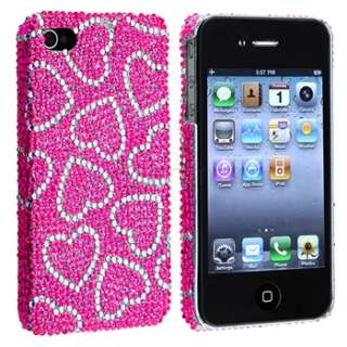   apple iphone 4 4s pink with white heart bling rear quantity 1 keep