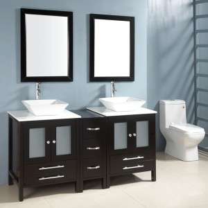 25 Ceramic Square Marble Sink Bathroom Vanity Cabinet with faucet 