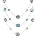 14k Yellow Gold Blue Topaz and Pearl Necklace (3.4 mm)  Overstock