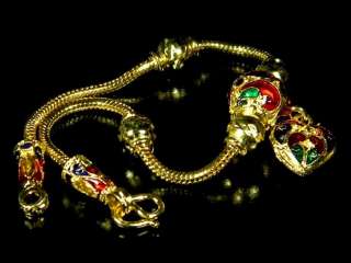 Stunning Gold Plated Silver Snake Heart Enamel Bracelet  