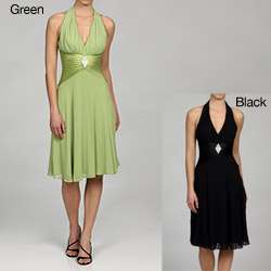 Issue New York Womens Pleated Waist Halter Dress  Overstock