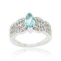 Glitzy Rocks Sterling Silver Blue Topaz and Cubic Zirconia Ring
