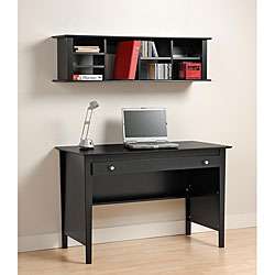 Broadway Black Computer Desk and Wall Hanging Hutch  
