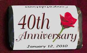 40th ANNIVERSARY Rose Miniatures Candy Wrappers Personalized Party 
