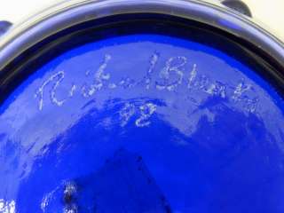 Signed Cobalt Blue Blenko Glass Bowl 925s w/ Sticker  