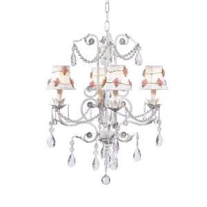  Pink Net Flower Chandelier Shades on the White 4 arm 
