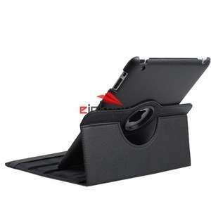   Magnetic Leather Case Smart Cover W/ Swivel Stand Black for iPad 2