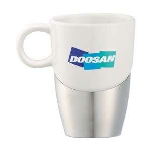  1622 91    Double Dipper Ceramic Mug with Stainless Base 