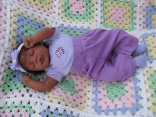  Realistic Newborn Biracial Black AA Sleeping Baby Girl Doll OOAK