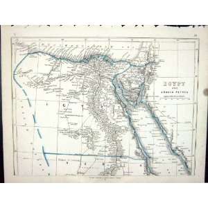   Map 1853 Egypt Arbian Petrea Nubia Mediterranean Sea