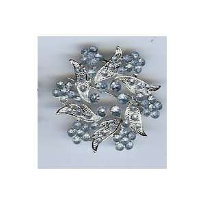   Blue Rhinestones in Silver Metal Finish Pin/brooch: Everything Else